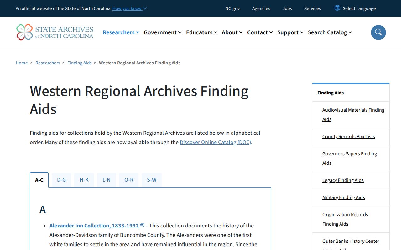 Buncombe city directory research route through Western Regional Archives finding aids