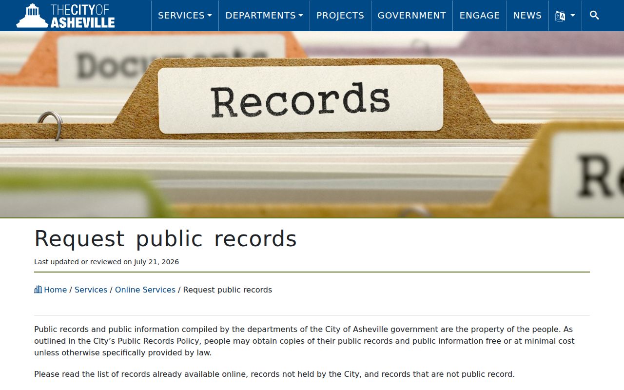 Buncombe County neighbors Asheville public records request guidance