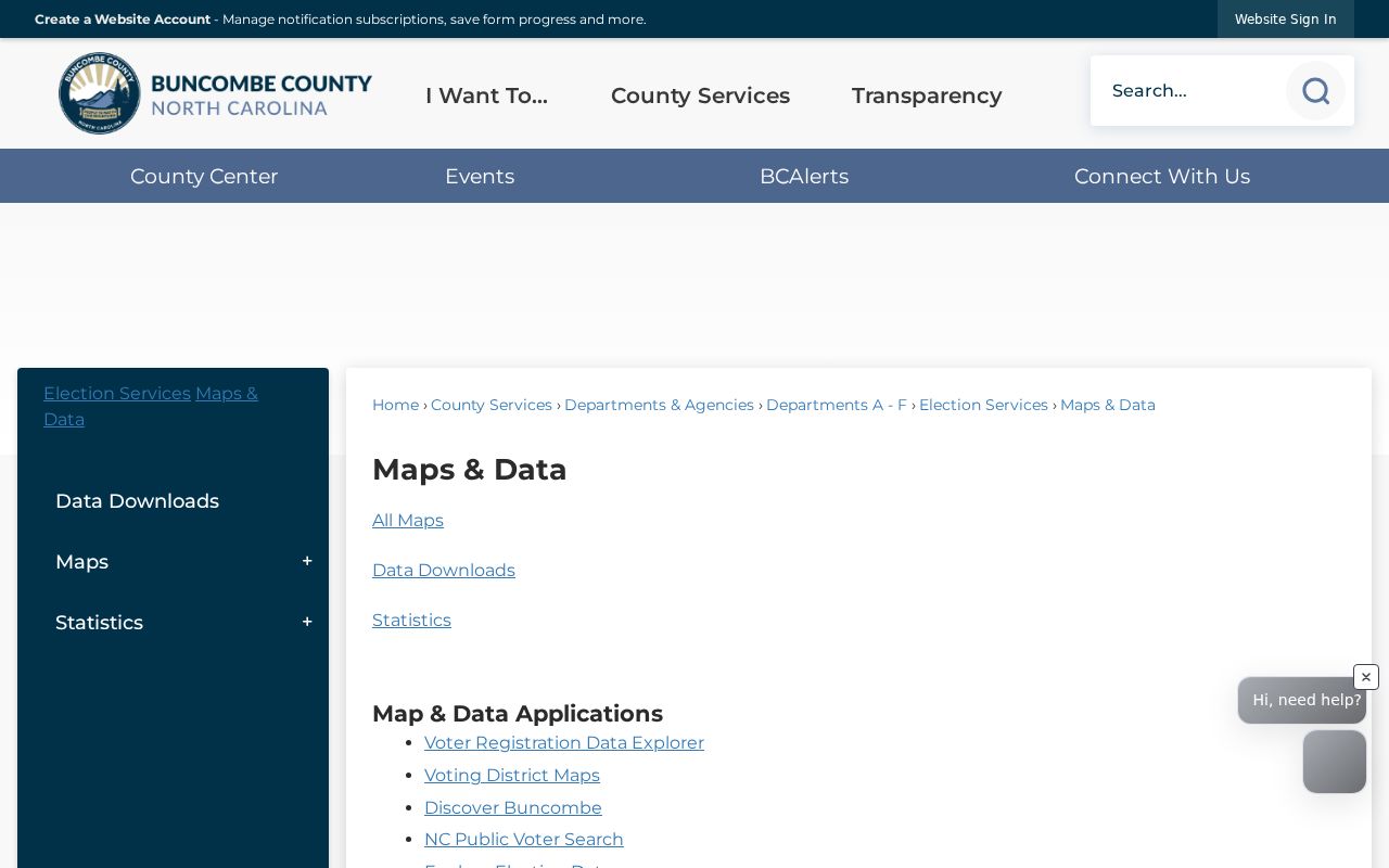 Buncombe ZIP code directory county maps and data screen